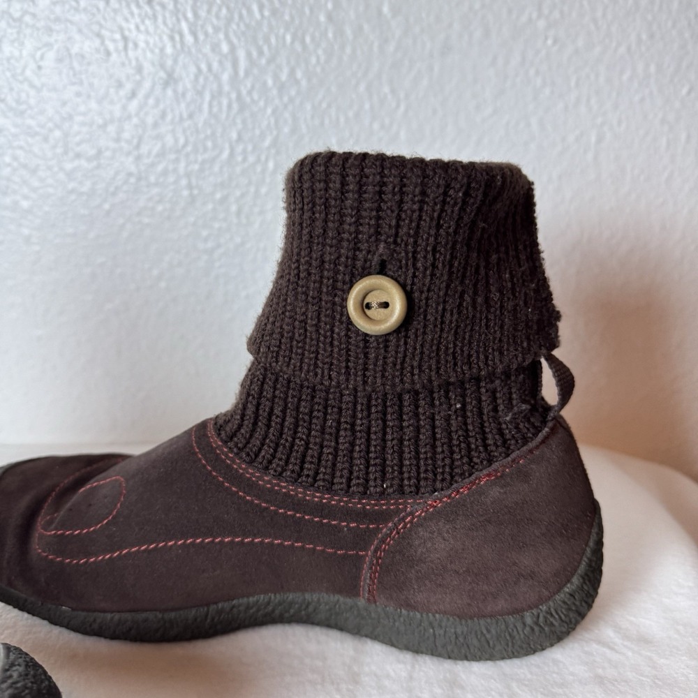 Keen Shay Ankle Boots Womens Size 9.5 Brown Suede Knit Cuff Boho Booties Winter - Picture 13 of 14